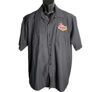 RedKap Embroidered Button Up Work Shirt XL Grey Las Vegas Blues Bender Pockets